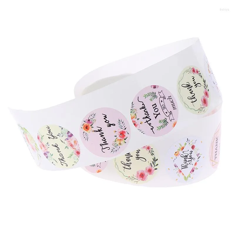 Gift Wrap 500pcs/roll Thank You Stickers Seal Labels Round Label For Package Personalized Decoration Stationery Sticker Floral