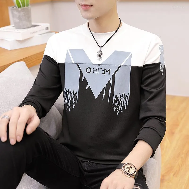 Erkek Hoodies Zhijing Panel Pamuklu Erkekler Koreli tarzı moda rahat yuvarlak boyun gençliği Slim-Fit Sweatshirts