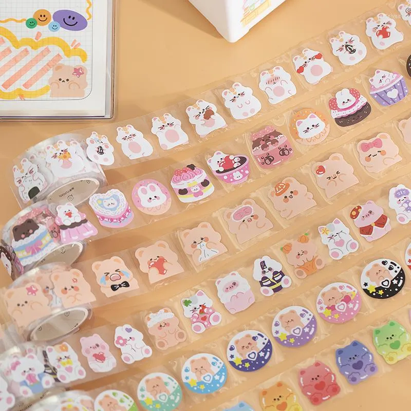 Envoltura de regalo 30 mm 3 m Lindo Kawaii Oso de dibujos animados Washi Cinta Cintas decorativas para álbumes de recortes DIY Artesanía Suministros de diario Planificadores Envoltura