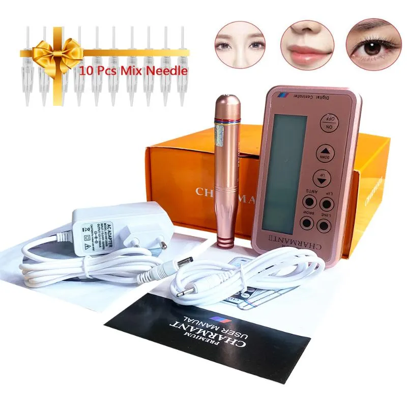 مجموعات مدافع الوشم Charmant 2 Microblading Machine Machine Digital Makeup Pen for MTS Liner Shader Agulhas Easy Click