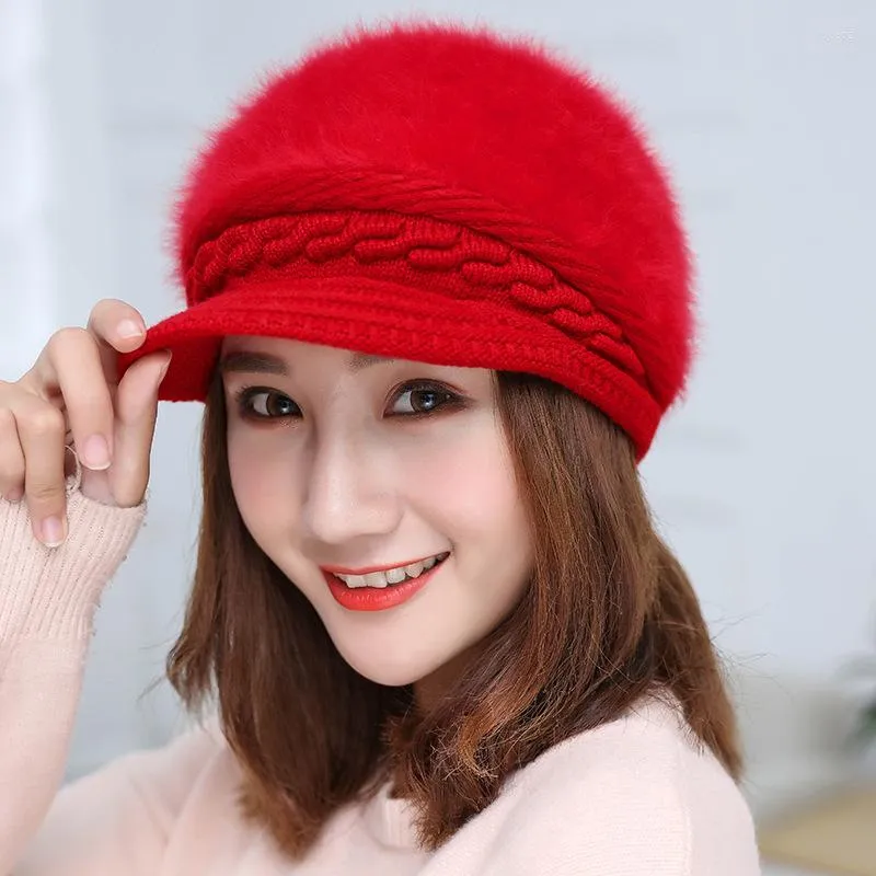 Berets 2023 Brand Hoed gebreide massieve kleuren hoed voor vrouwen Winter Warm en dikker Cap Wol Red Herfst Herfst