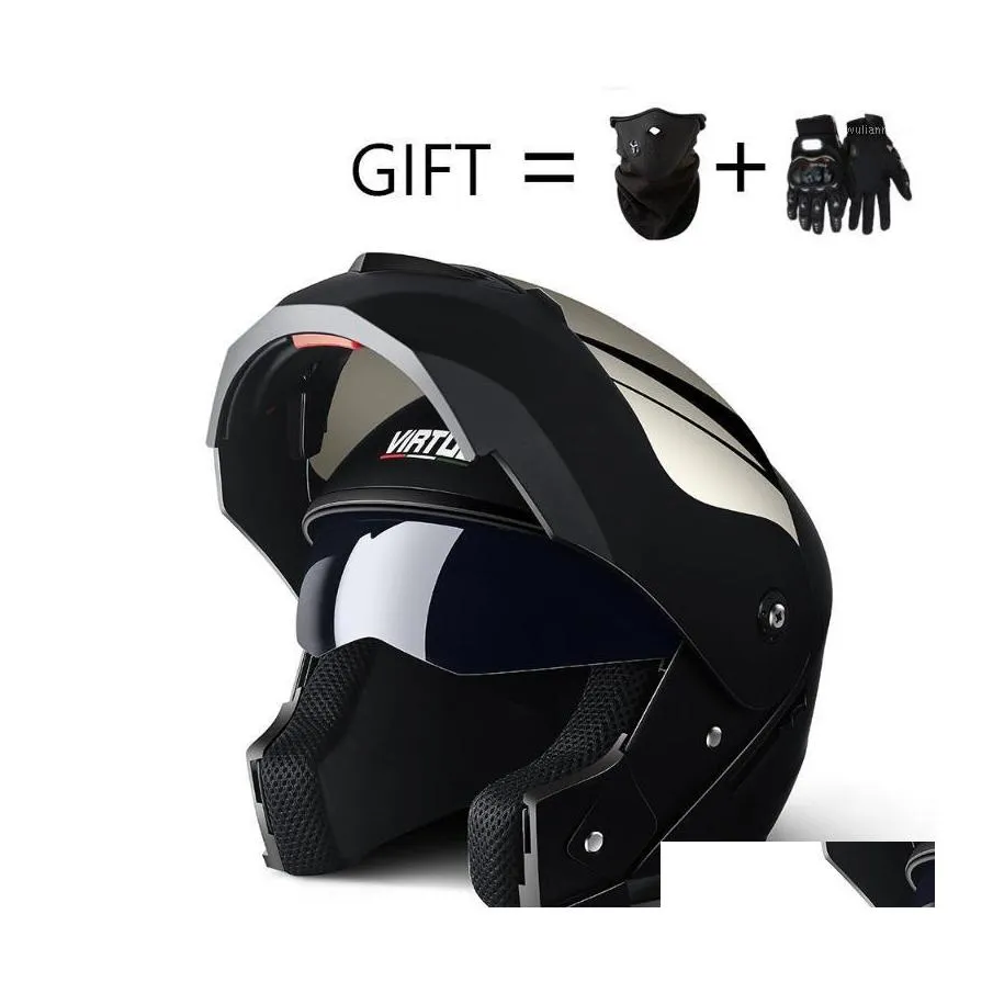 Motorhelmen 2022 Professionele racelet Modar Dual Lens FL Face Safe Cascete capacete Casque Moto S M L Drop Delivery Mobil Dhrof