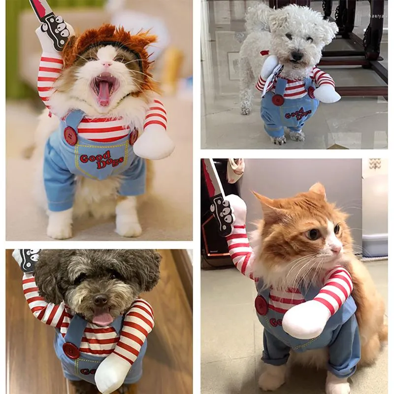 Vestuário para cães cães cães roupas engraçadas de cosplay trajes de halloween roupas cômicas de Natal com acessórios de peruca roupas de gato roupas de gato