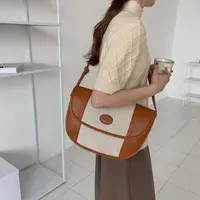 Evening Bags Luxury Fashion Women Crossbody Bag PU Canvas Semicircle Shoulder Big Capacity Totes For Ladies Messenger Handbag Design