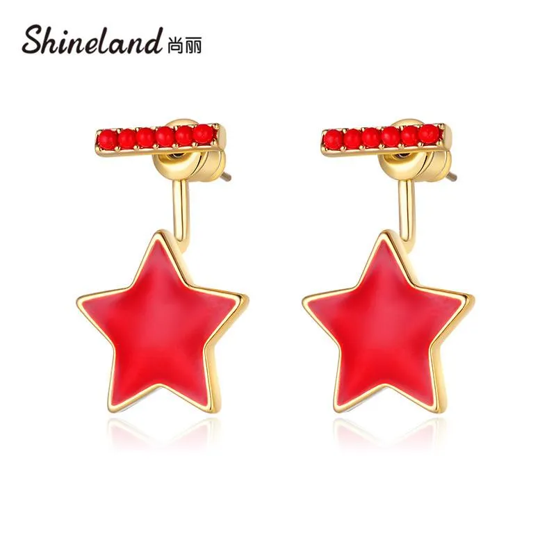 Dangle Earrings Shineland 2023 Fashion Red Five-point Star Bead Drop For Women Beads Statement Elegant Wedding Jewelry Gift & Chandelier