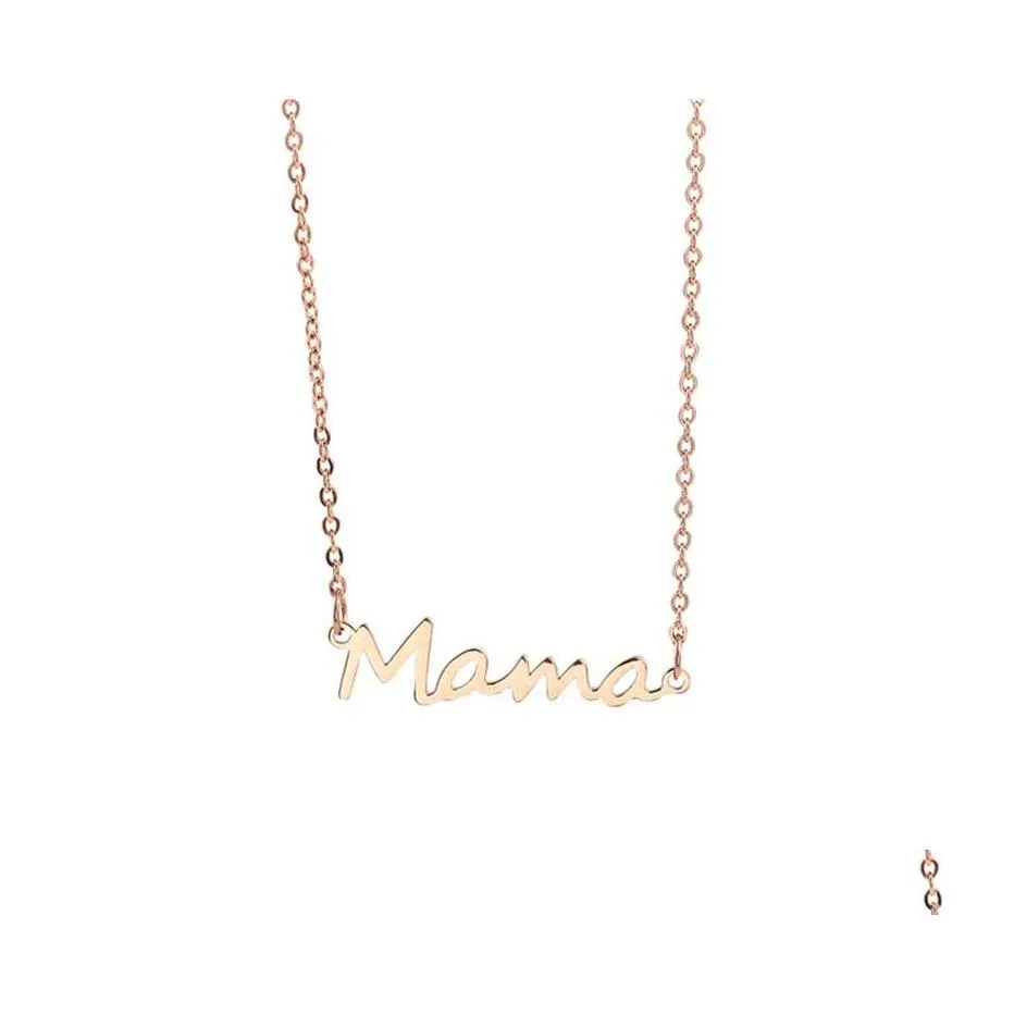 Pendentif Colliers Lettre en acier inoxydable Mama Collier Mères Love Sier Gold Rose Couleurs Bijoux pour mamans Day 427 Drop Livraison Pend Dhrhm