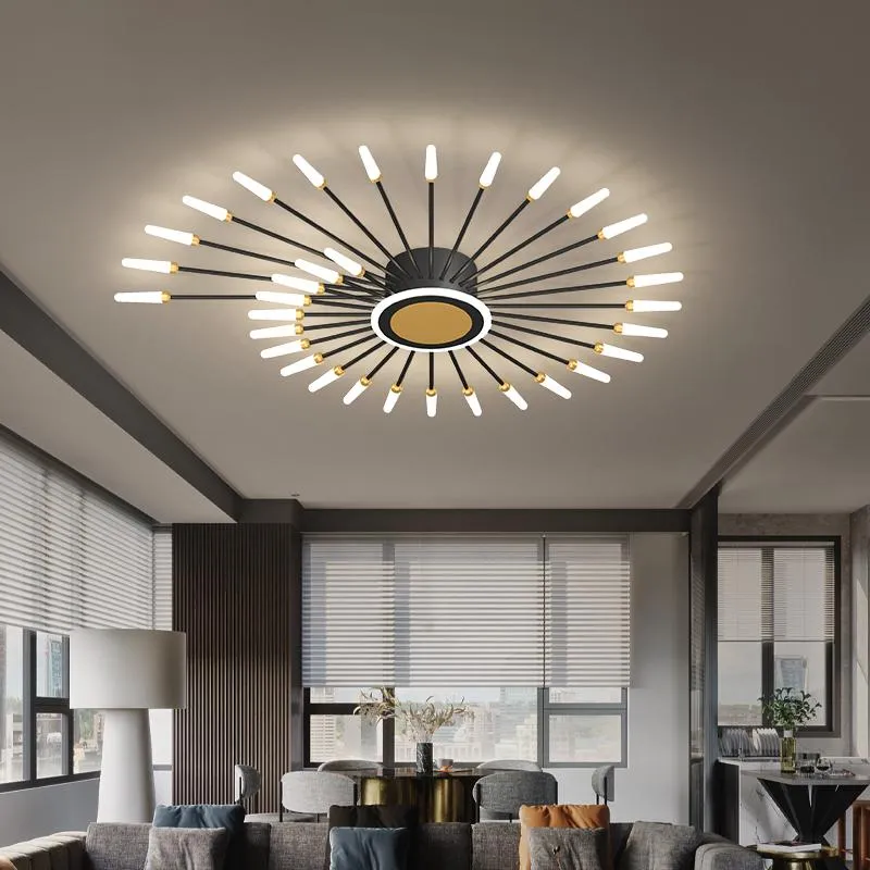 Taklampor modern LED-ljuskrona lampa svart/guld för mats vardagsrum hem dekoration fixtur ljus kreativa fixturer 90-260vceiling