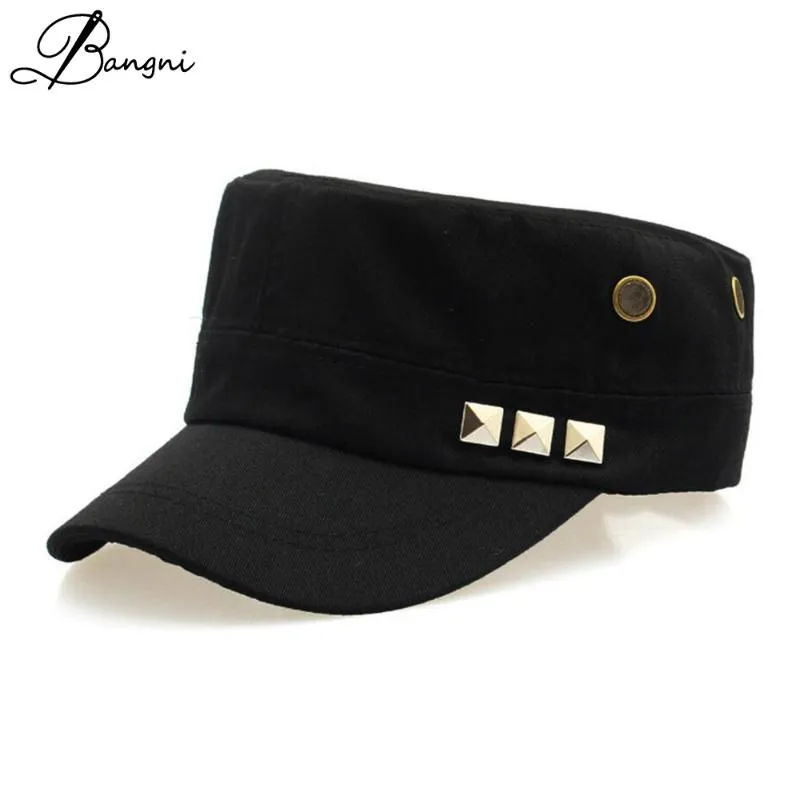 Brede rand hoeden winterhoed gewoon vintage hoogwaardige gewassen katoenen platte top militaire pet vrouwen unisex Duitse leger caps herfst