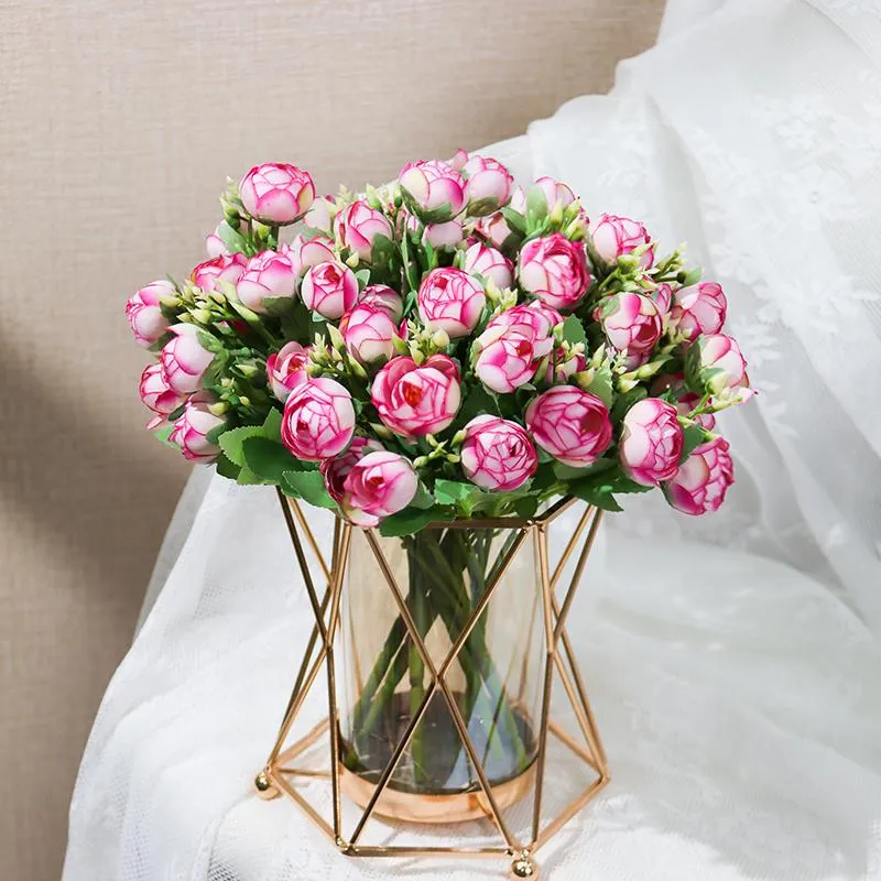 Ghirlande di fiori decorativi Germoglio di tè artificiale Rosa Fiore di seta Matrimonio Regalo di San Valentino Grande evento Tavolo da pranzo Camera da letto Dec