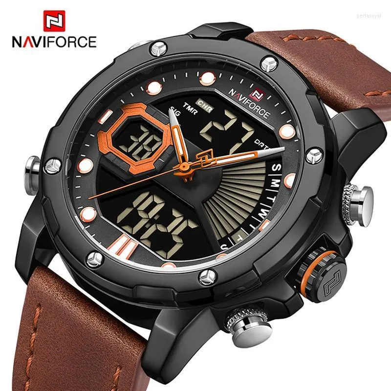 Armbanduhren Männer Analog Digital Sport Uhren Casual Mann Echtes Leder Armbanduhr LED Quarz Mode Männliche Uhr Relogio MasculinoWristwatc