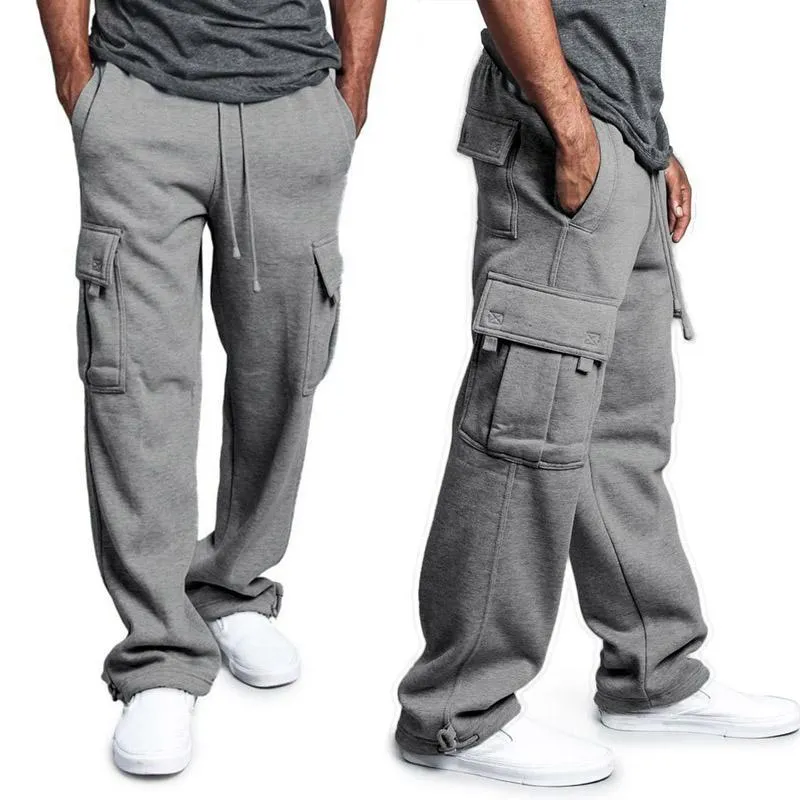 Calça masculina 2023 homens roupas esportivas jogadoras treinamento de fitness cargo calça de moletom solto de cintura elástica calça de algodão músculo respirável