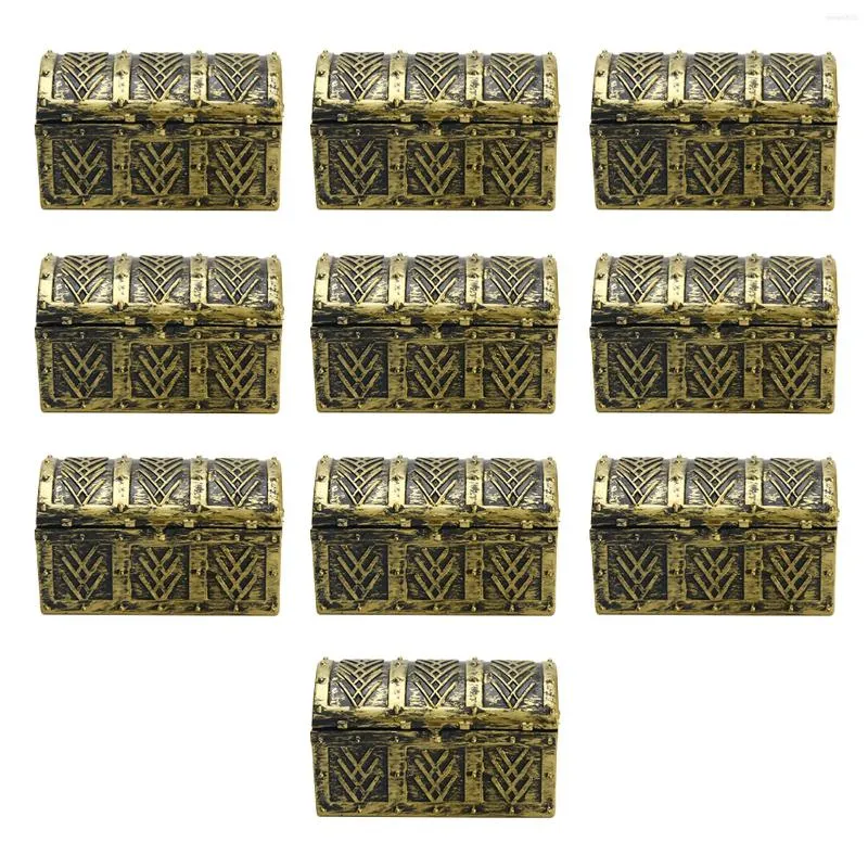 Caixas de armazenamento 10pcs baú do peito vintage Organizador de pirata de pirata Decoração Decoração de desktop Jóias Acessórias de joias Presente Infantil Mini