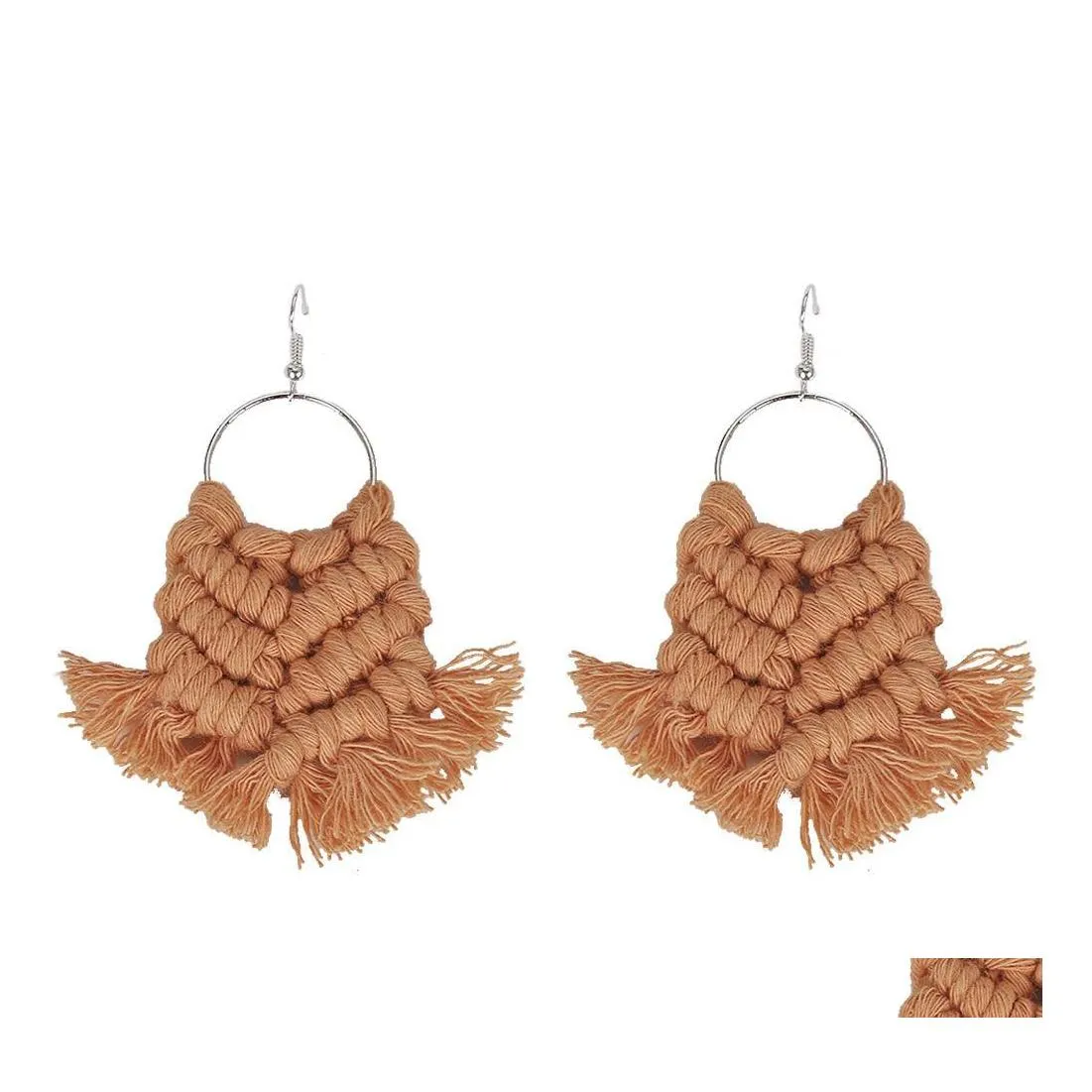 Leghielier dangle bohémien fatte a mano intrecciate orecchini a cuore grande goccia di cerchio per donne ragazze boho gioielli consegna regalo dhnll