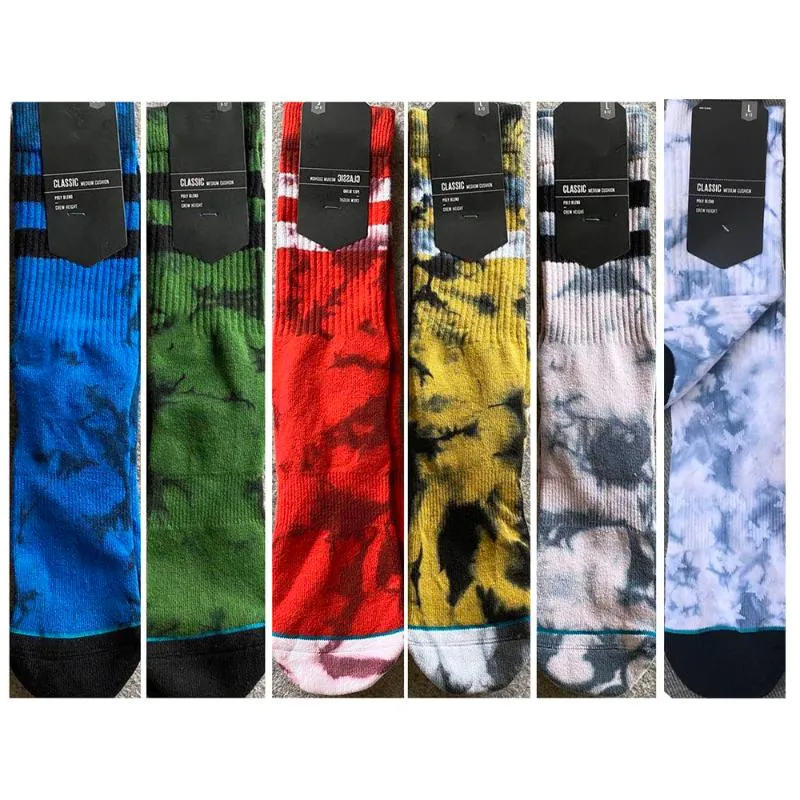Men's Socks Classical Tie Dye Basketball Men Women High Quality Terry Skateboard Sports Sokken