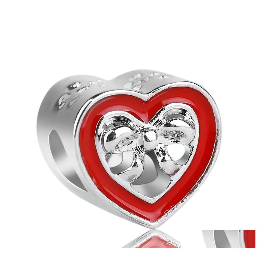 Liga de liga europeia Crystal Hearts Charms Minchações Fit Fit Bracelets originais Bulbões para mulheres Jóias de entrega de bugigangas DIY OT3TJ