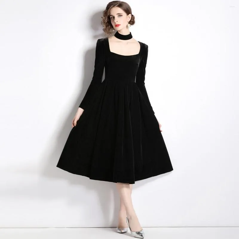 Casual Dresses Autumn Vintage Velvet Elegant Black... From Julia_dress,  $45.94 | DHgate.Com