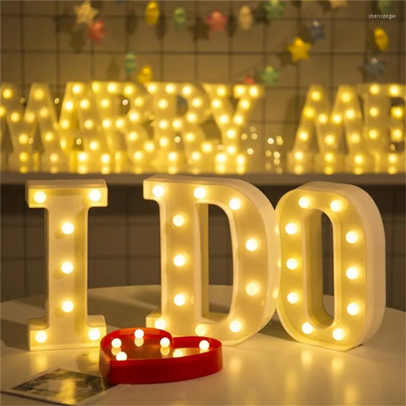 Gece Işıkları DIY LED Letters 26 İngilizce Alfabe Lambaları 3D Pil Partılı Düğün Doğum Günü Noel Partisi Ev Dekorasyon