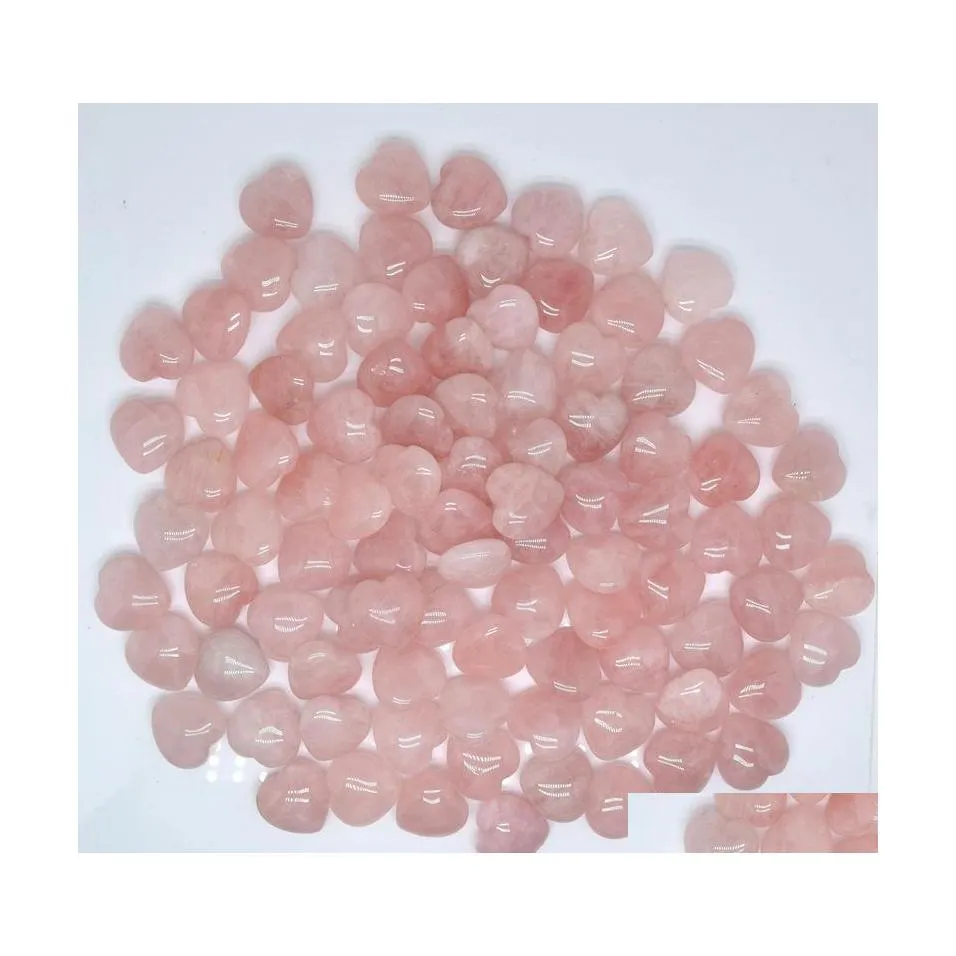 Arts And Crafts Natural Stone 25Mm Heart Pink Rose Quartz Crystal Minerale Gemstone Reiki Home Decoration Drop Delivery Garden Dh6Mk