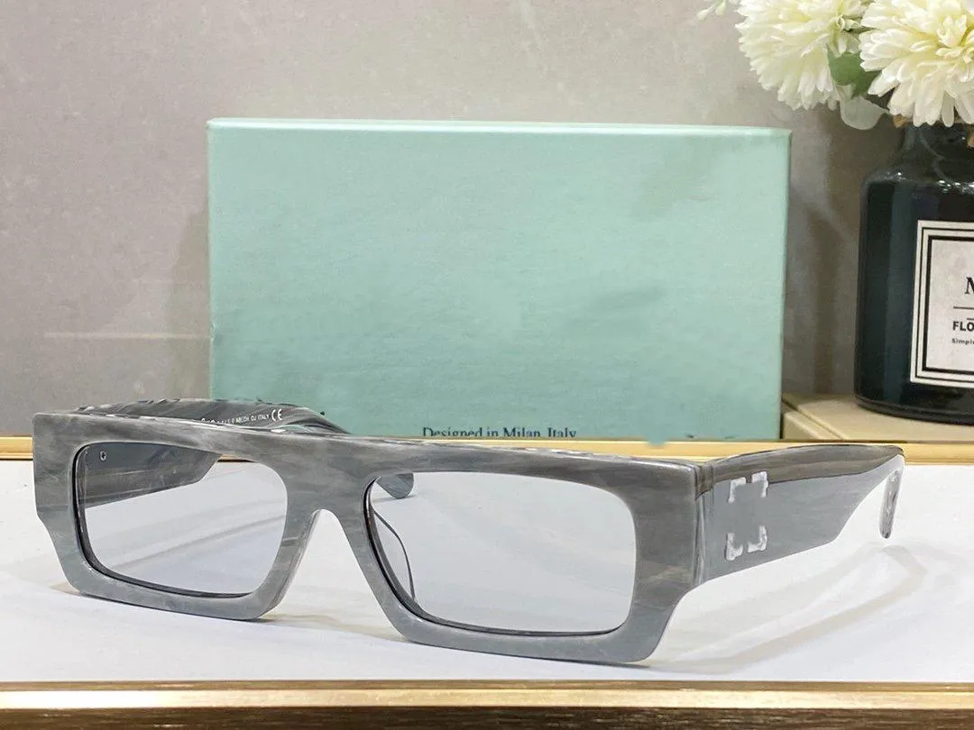 Stijl offs mode -bril Luxe designer zonnebril voor mannen en vrouwen klassieke dikke plaat zwart wit vierkante frame brillen