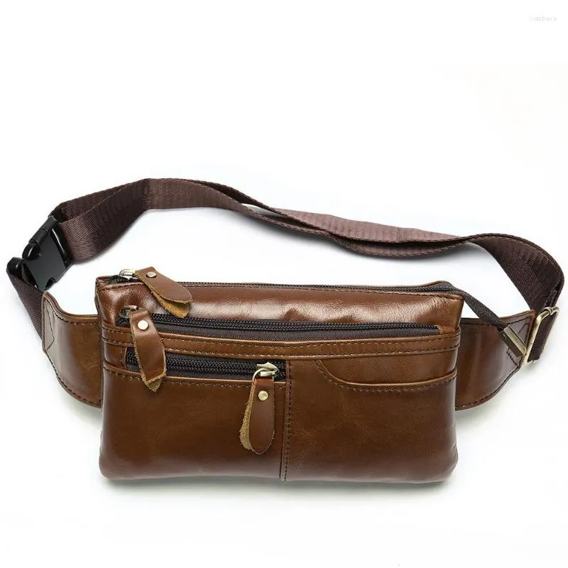 Taille Taschen MVA Männer Leder Umhängetasche Handtaschen Vintage Umhängetasche Große Kapazität Brust Männlich Gürtel Telefon Pack Brieftasche