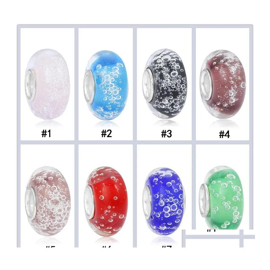 Handmade Lampwork European Big Hole Glass Charms Spacer Loose Bubble Beads For Diy Jewelry Making Fit Bracelet Drop Delivery Otfmd