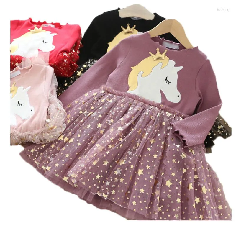 Girl Dresses 2023 Autumn Kids For Girls Long Sleeve Children Clothing Sequins Stars Tutu Casual School Wear Princess Party Dress