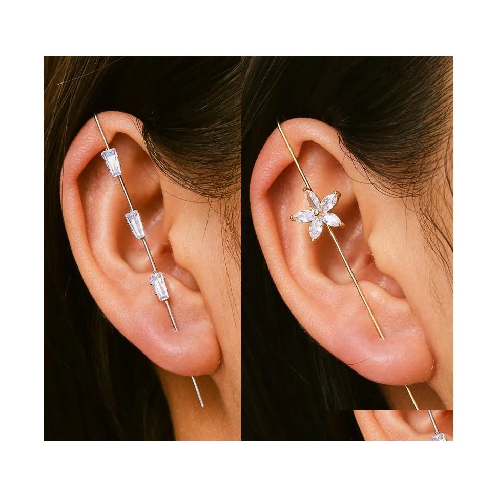 Other Vintage Crystal Climber Earrings For Women Gold Chain Stud Earring Ear Hook Cuff Jewelry Dhs Q604Fz Drop Delivery Dhcly