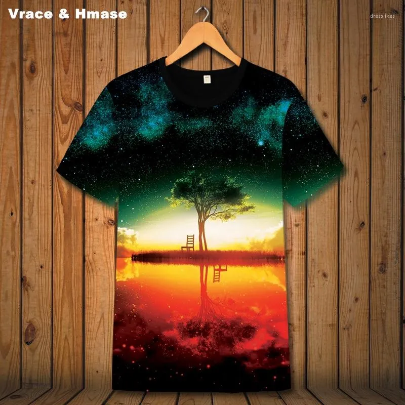 Men's T Shirts Personality Star Landscape 3D Creative Printing Fashion Short Sleeve T-shirt Summer 2023 Quality Comfortable Shirt Men S-6XL