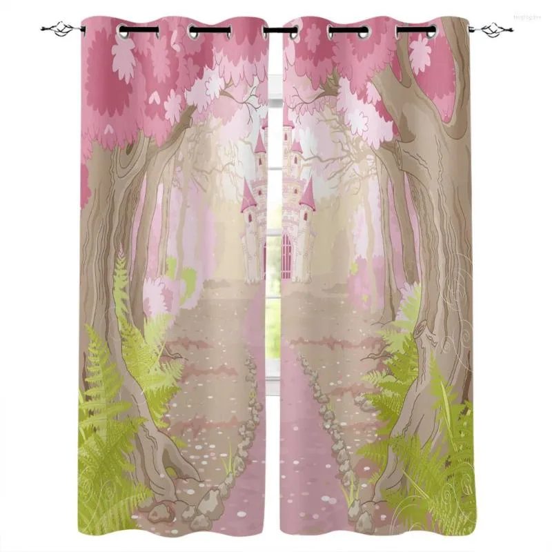 Curtain Pink Castle Deep Forest Window Curtains For Living Room Kitchen Bedroom Modern Treatments Drapes Blinds