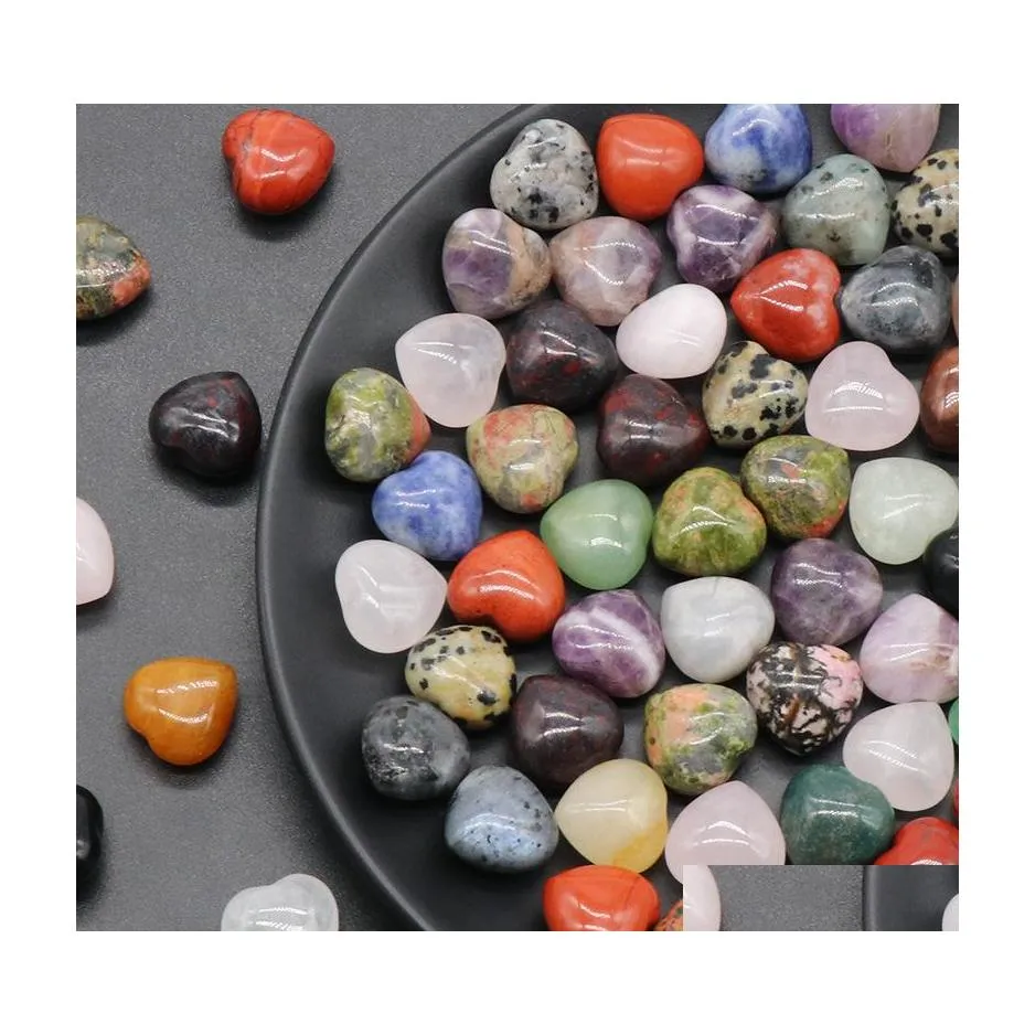 Arts et artisanat Stone naturelle 15x10 mm Ornements du cœur chakra reiki guérison quartz minéral groyal dégringol