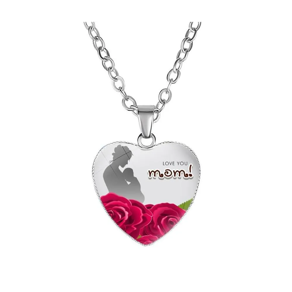 Colliers pendentiels Verre en cristal enrières pour femmes bijoux coeur coeur pour mères collier maman gouttes de cadeaux Livraison pendentifs otjij