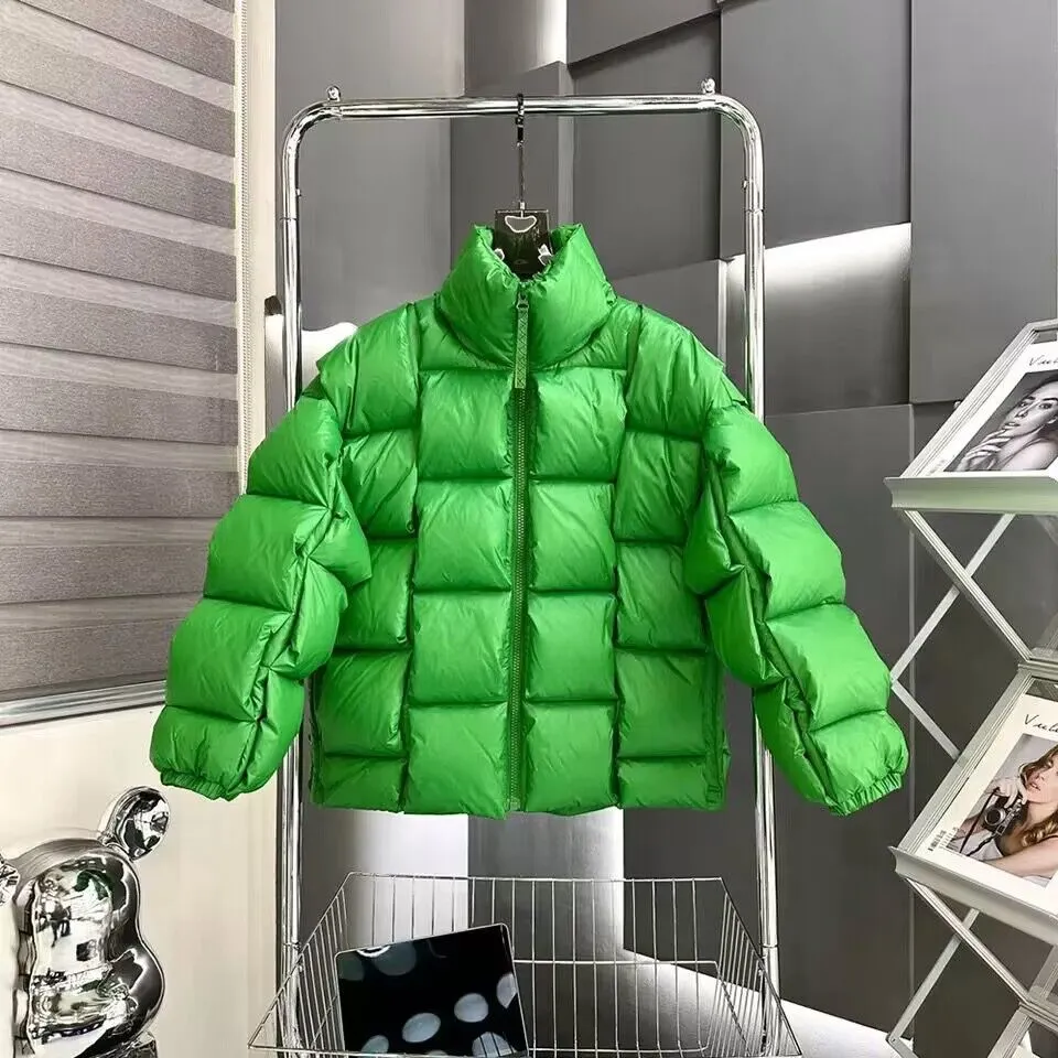 2022 Classic Green Woven Jackets White Duck Down Dames Down Jacket Winter Nieuwe splicing Warm broodkleding jas