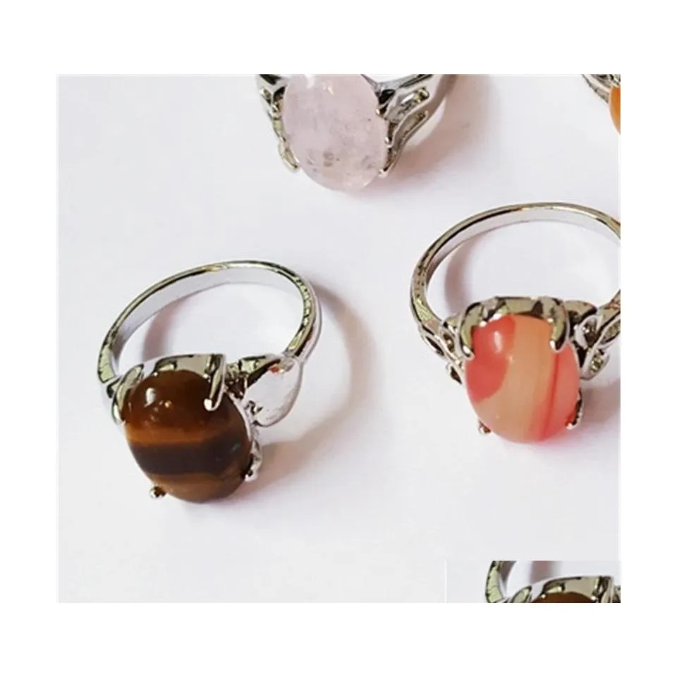 Pierścienie zespołu moda 30 sztuk/działka tęczowa kamienna pierścień mieszanka styl styl damskiego naturalnego biżuterii prezent 635 Q2 Drop dostawa dhcsh