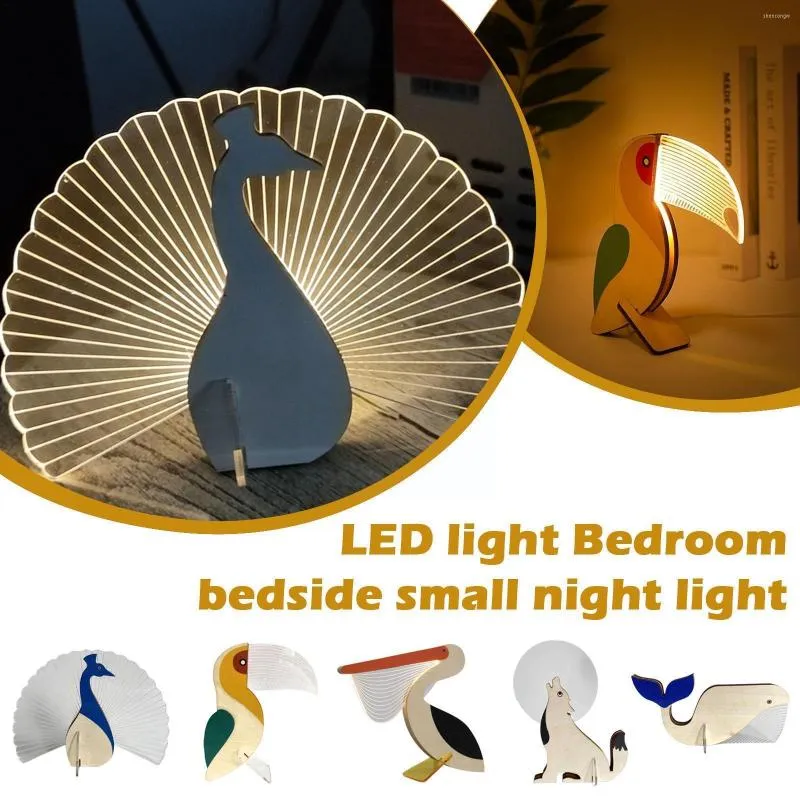 Night Lights Animal Fun Light Rechargeable Portable Desk Lamp Cute Home Acrylic Bedroom Lampshade Warm Creative Yellow Ornam Y3N5