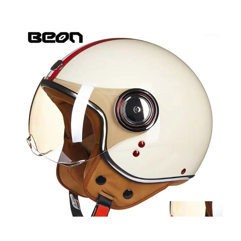 Caschi moto Casco Chopper 3/4 Open Face Vintage Moto Casque Casco Capacete Uomo Donna Scooter Moto1 Drop Delivery Mobile Dhdpj