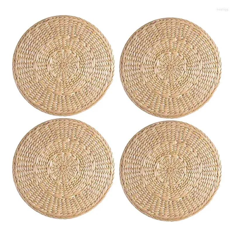 Tapis de Table 9.8 pouces, lot de 4 napperons tissés ronds en coque de maïs, napperons en rotin pour thé et café, tampons isolants thermiques