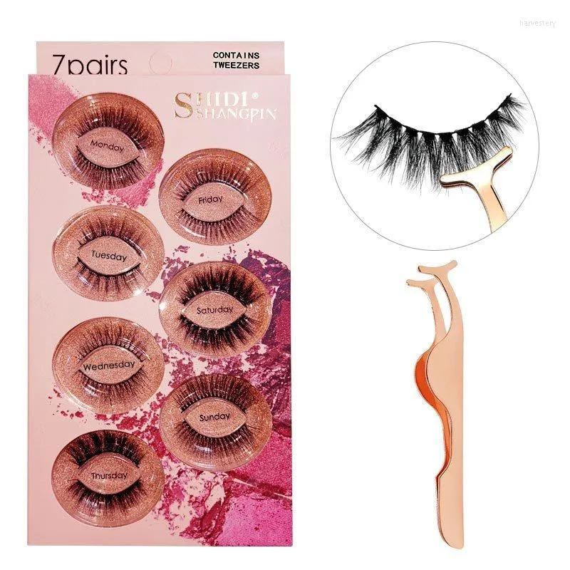 False Eyelashes 7 Par 3D Mink Natural Wispy Fluffy Drama Long Handmade Black Faux Eye Lashes Beauty Makeup Tool hela försäljningen