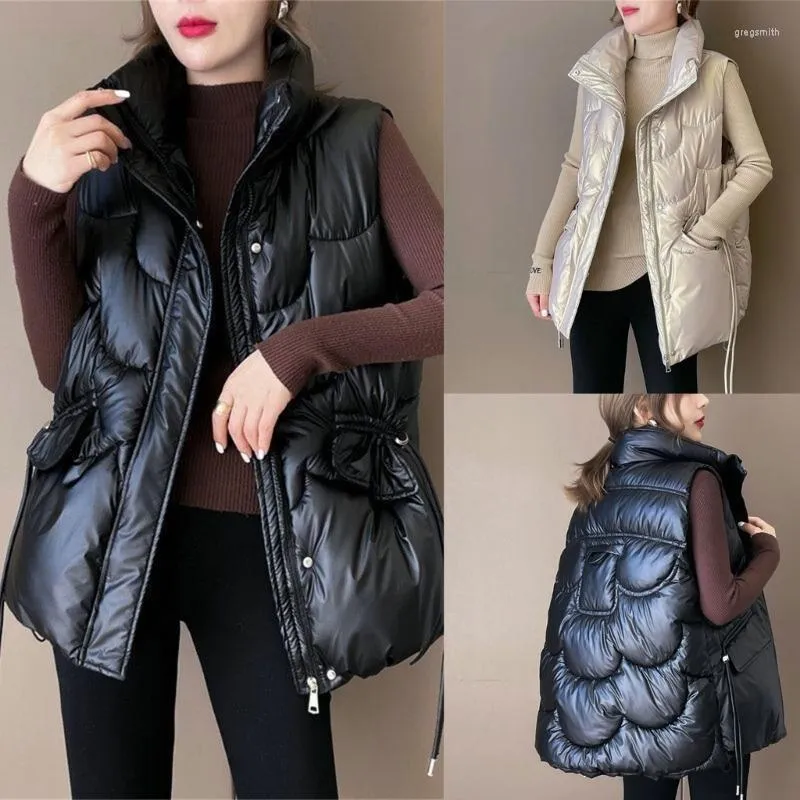 Gilet da donna Gilet con zip da donna Gilet senza maniche allentato caldo femminile piumino adorabile