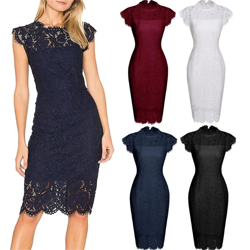 Casual Dresses Short Lace Dress Women Ladies Sleeveless Bodycon Mini Formal Evening Party Pencil Prom Gown Slim Fashion Vestidoscasual