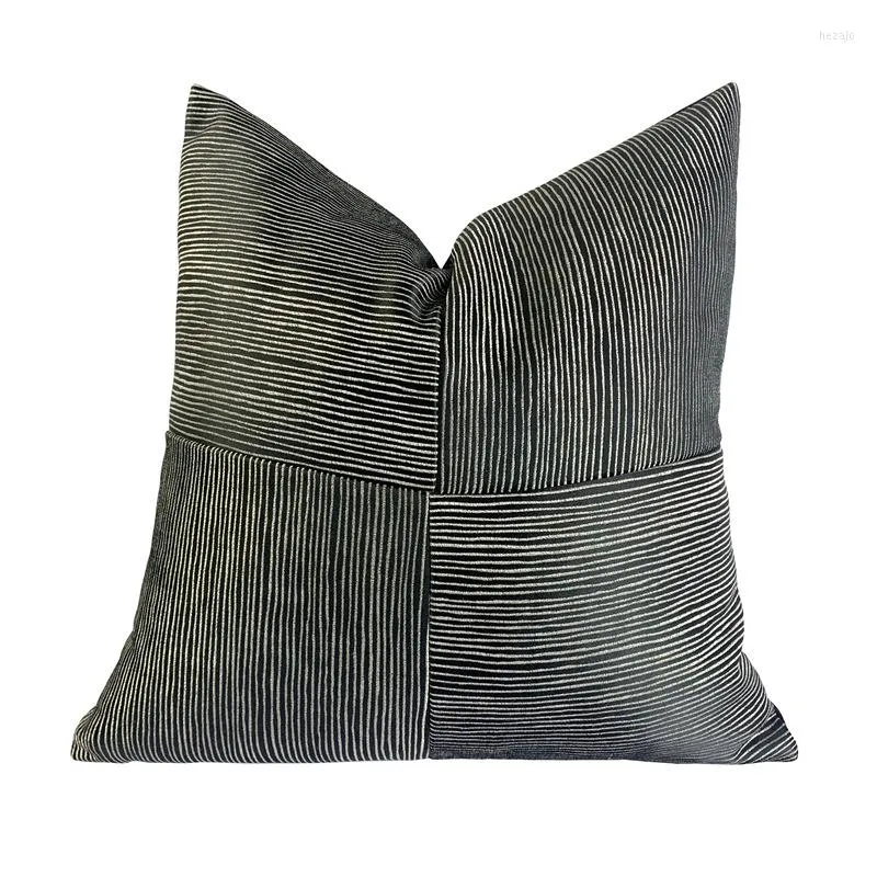 Pillow Simple Silver Gold Strip Patchwork Black Cover Decorative Case Modern Living Room Sofa Chair Bedding Coussin