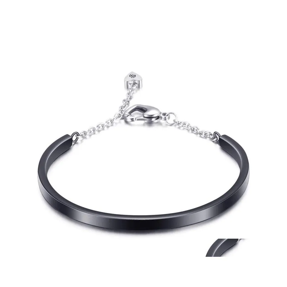 Braccialetti con ciondoli Moda Primi gioielli Blocco cuore Acciaio al titanio Bracciale da donna all'ingrosso e al dettaglio 3672 Q2 Consegna di goccia Dhhz3