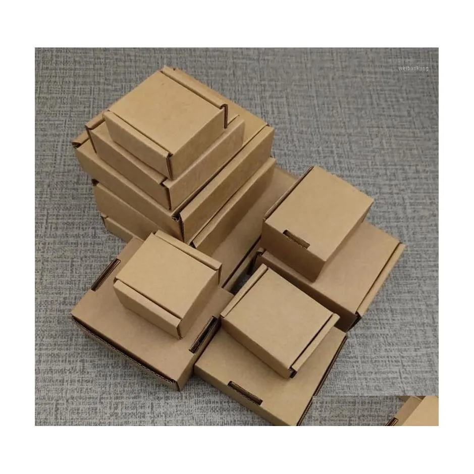 Presentförpackning 5st 15Size Small Kraft Paper Corrugated Box Thicked Postal Brown Packaging Smycken Gift1 Drop Delivery Home Garden Fest DH1ZS