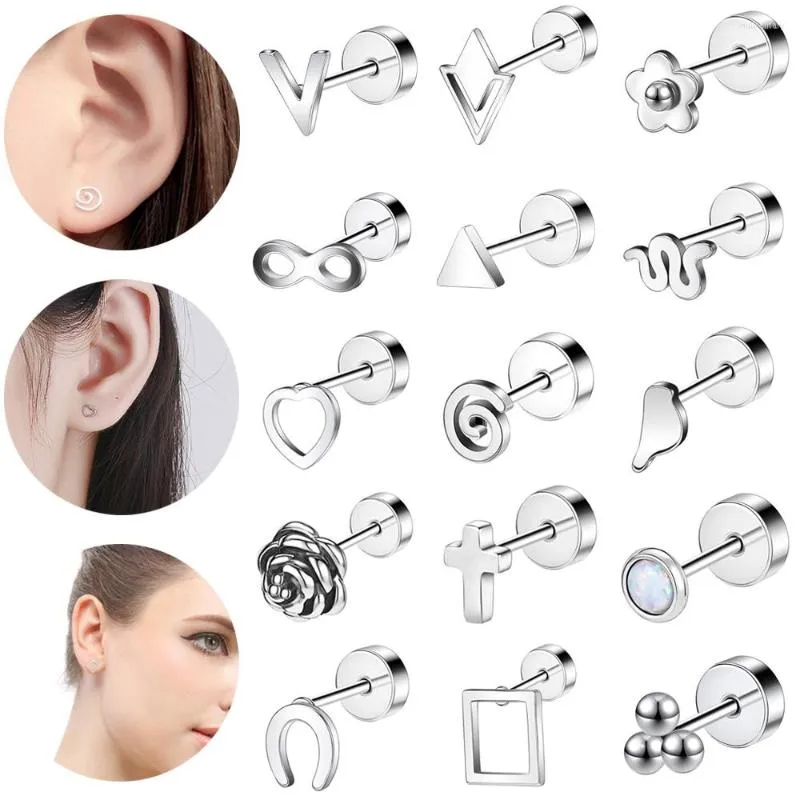 Saplama küpeleri aoedej 20g 1pc gül çapraz saplamalar küpe kadınlar hediye kristal kulak piercingler kelebek ay sevimli opal taş kızlar