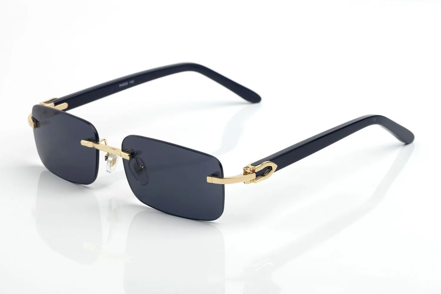 Óculos de sol sem aro Mens Designer Óculos C-em forma de Decoração Olished Gold Metal Frame Gradiente Vermelho Azul Preto Lente Quadrada Feminino Eyewear