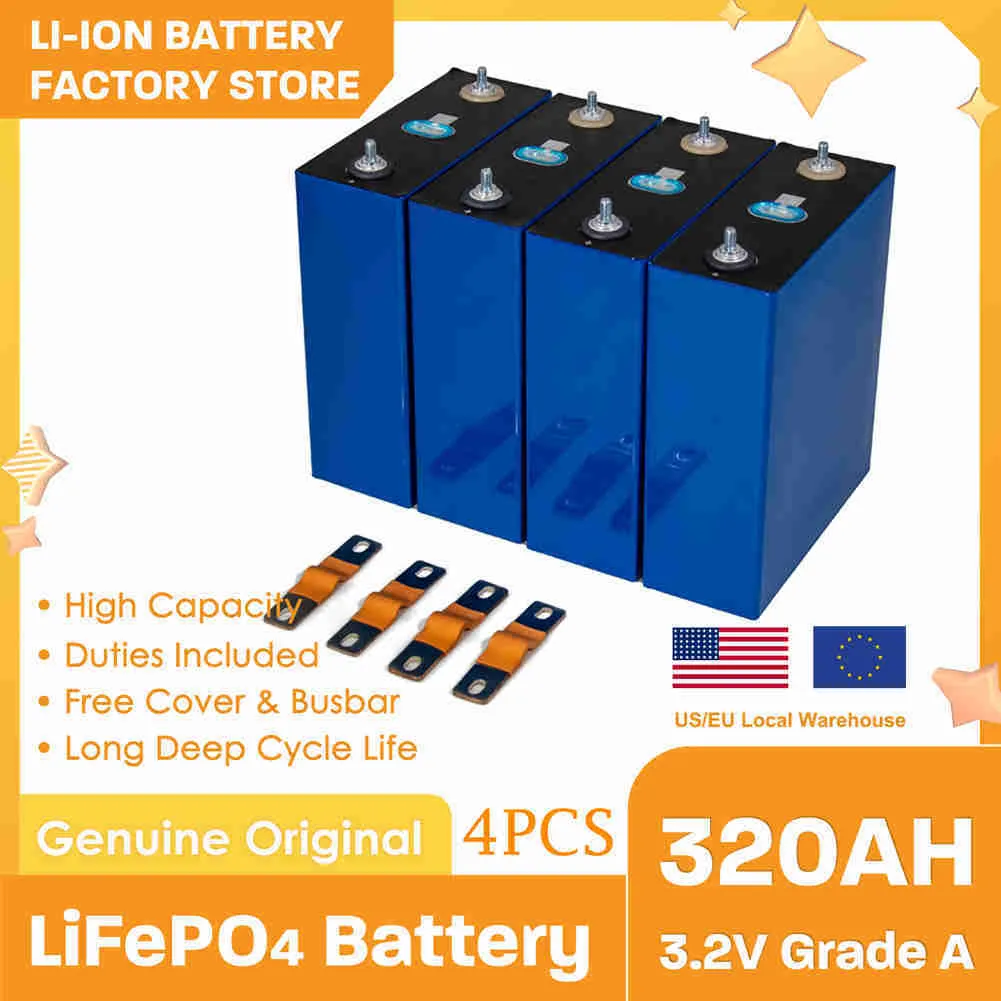 Batteria 3.2V LiFePO4 320Ah 4PCS 310Ah può essere combinato in batterie ricaricabili sistema di accumulo solare EV 12V 24V fai da te