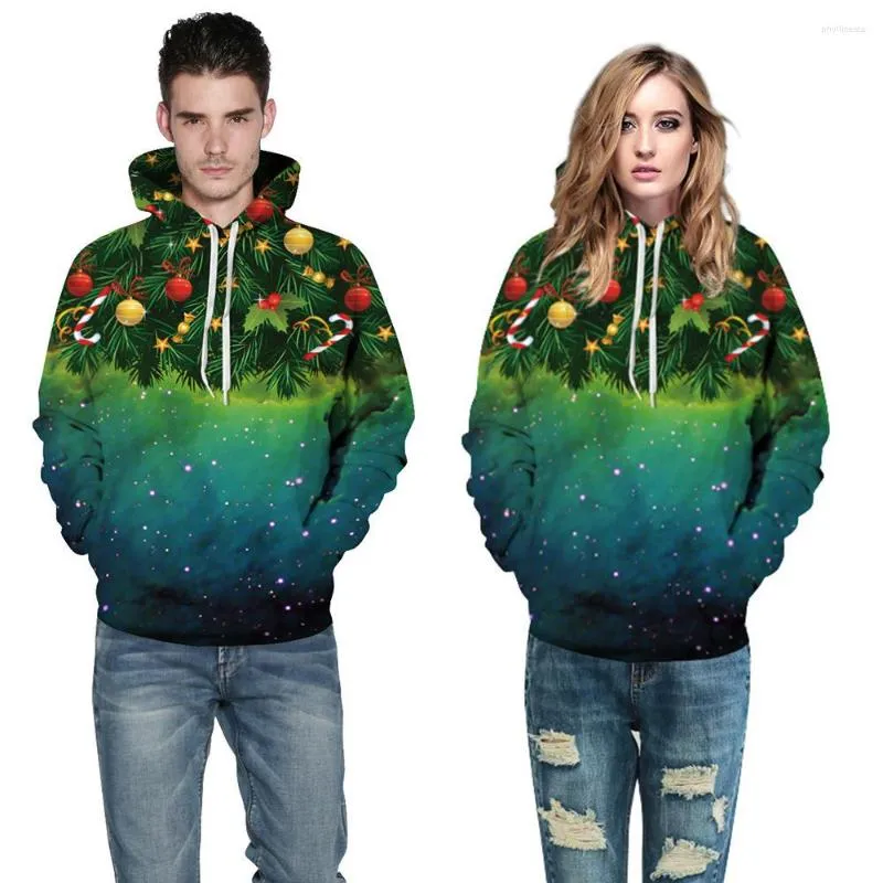 Heren Hoodies 2023 Star STAR Kerstboom Digitale drukpaar Kleding Hoodie Coat Mens