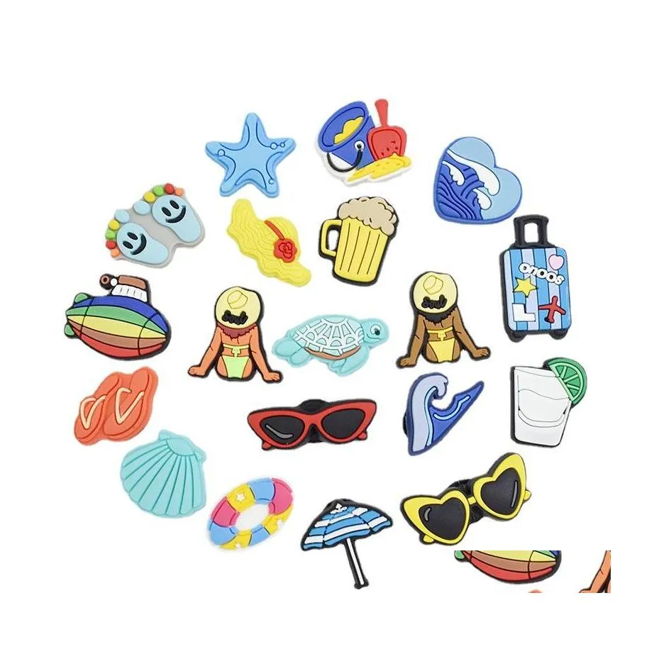 Pièces de chaussures Accessoires Pvc Beach Holiday Deocoration Charm Jibitz Pour Croc Charms Clog Buttons Drop Delivery Shoes Dhw0C