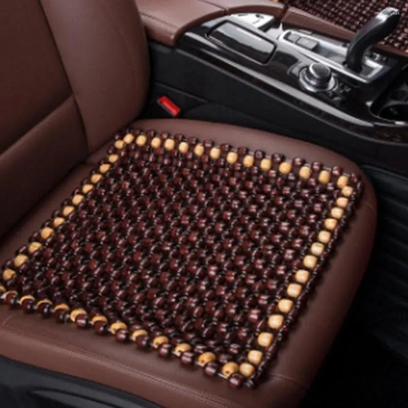 Housses de siège de voiture coussin de perles de bois été respirant couverture de refroidissement coussin bureau Massage Air Ventilation maille tapis