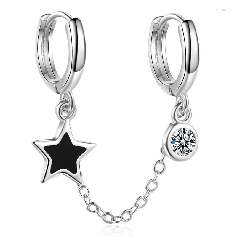 Hoop Earrings CAOSHI Delicate Women's 1PC With Double Ear Hole Fashion Jewelry Star Design Shiny Crystal Chain Accessories