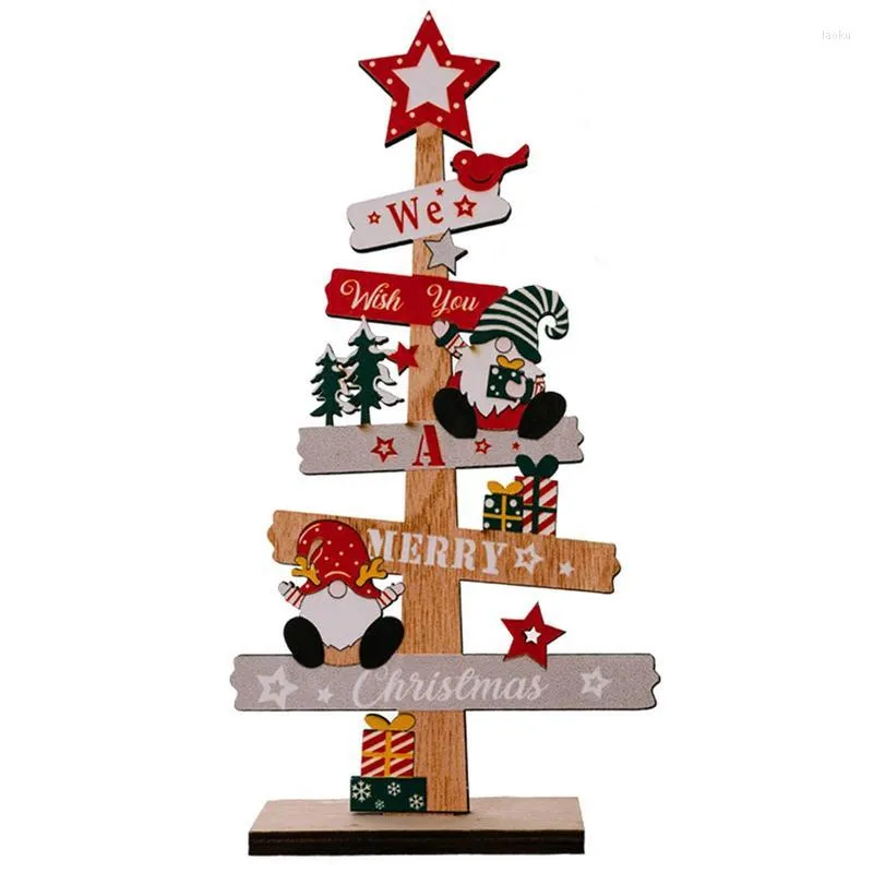 Kerstdecoraties Vintage houten desktopboom Diy Decoratieborden Plaque Classic Santa Claus Snowman